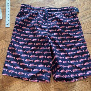 CROWN & IVY BOYS FISHBONE SWIM TRUNKS SHORTS BLUE PINK XL NEW